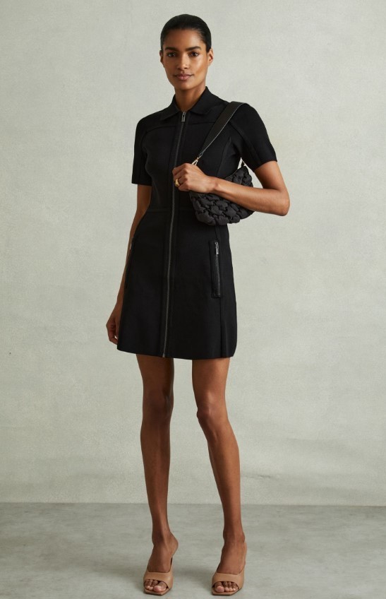 ★REISS Nala ニットｘジップミニAライン 上質ワンピ★