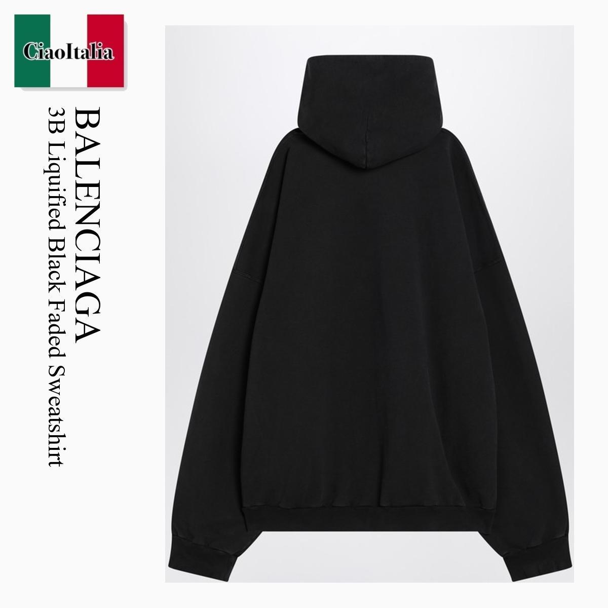 パーカー・フーディ Balenciaga 3B Liquified Black Faded Sweatshirt