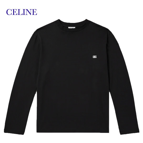 CELINE セリーヌ ロゴ刺繍コットンジャージーTシャツ