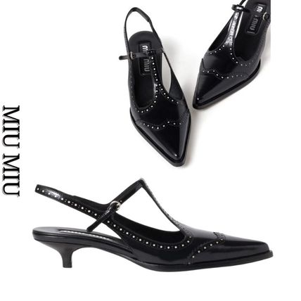 MIU MIU ミュウミュウ スリングバック Tストラップ パンプス スリングバック 25cm MiuMiu(ミュウミュウ) パンプス(レディース