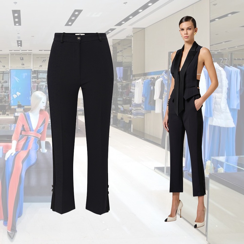 【25SS】 ELISABETTA FRANCHI クレープ タキシードパンツ