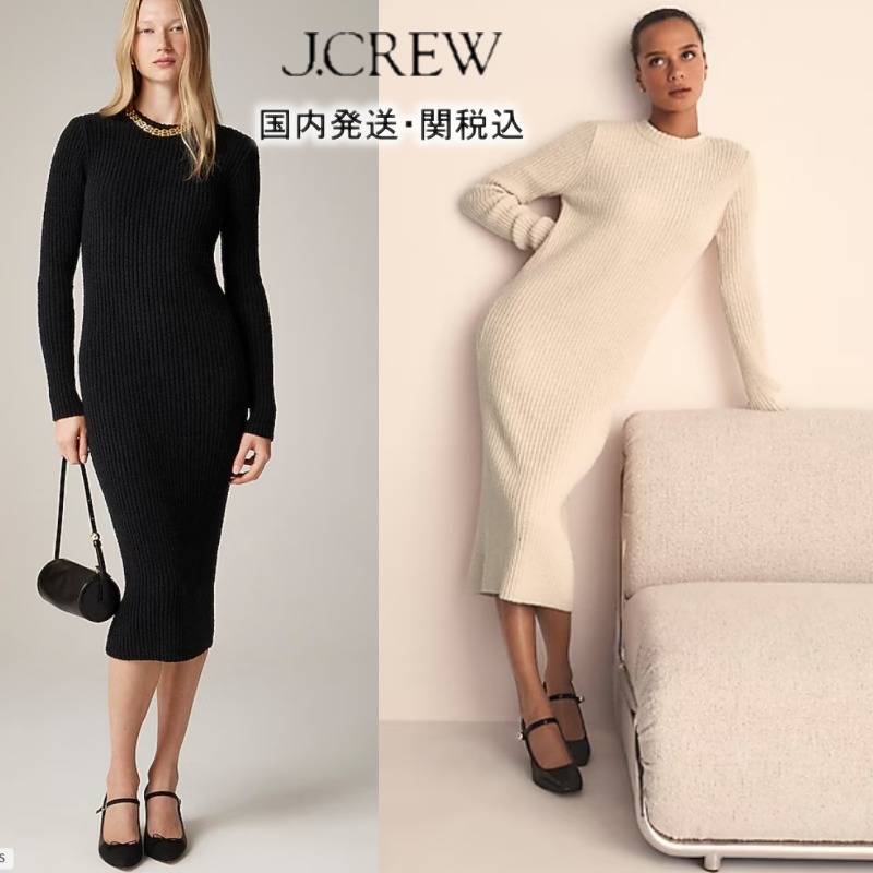 国内発送 J.Crewリブニットプワンピース関税込