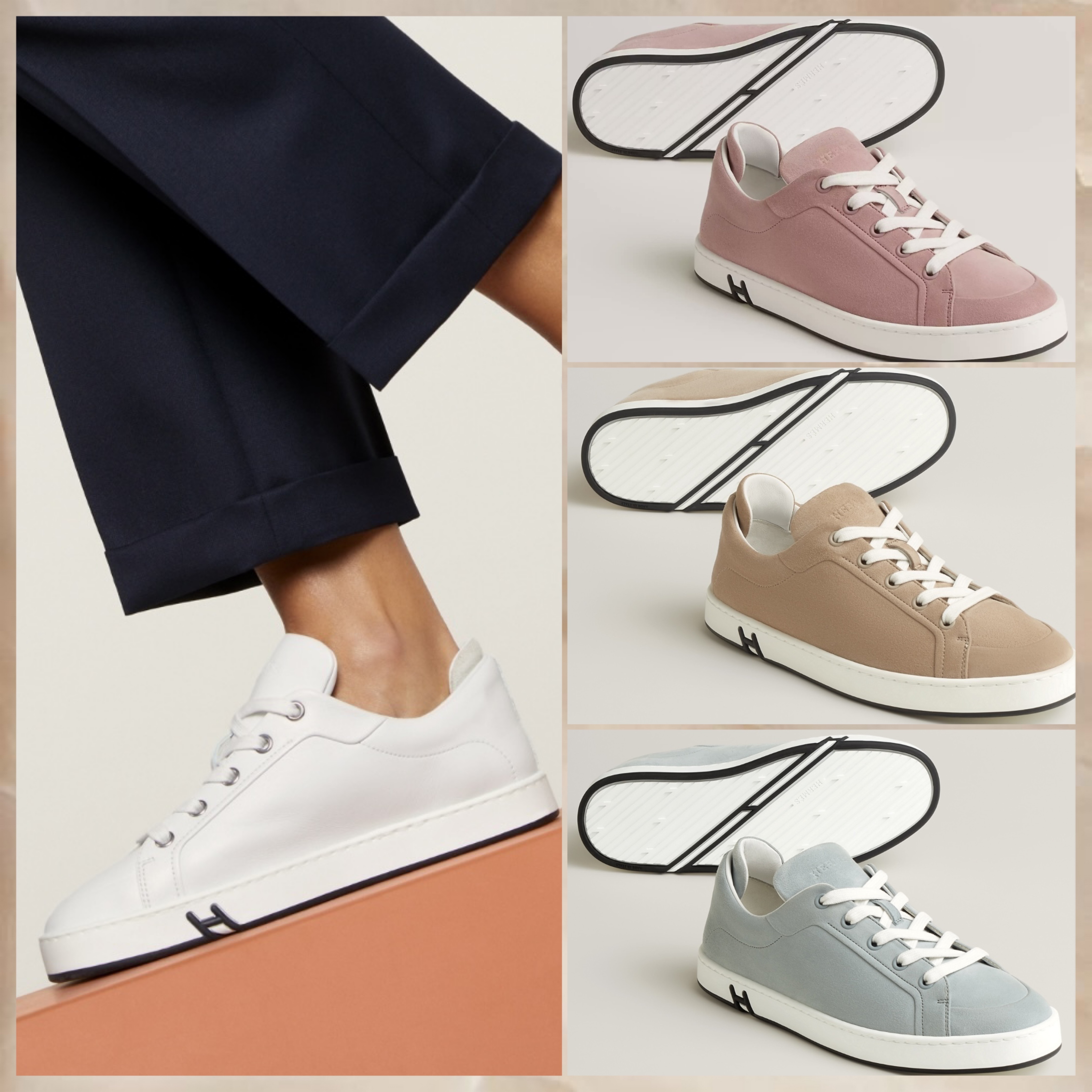 綺麗めコーデに【HERMES】キッド パステル スエード スニーカー