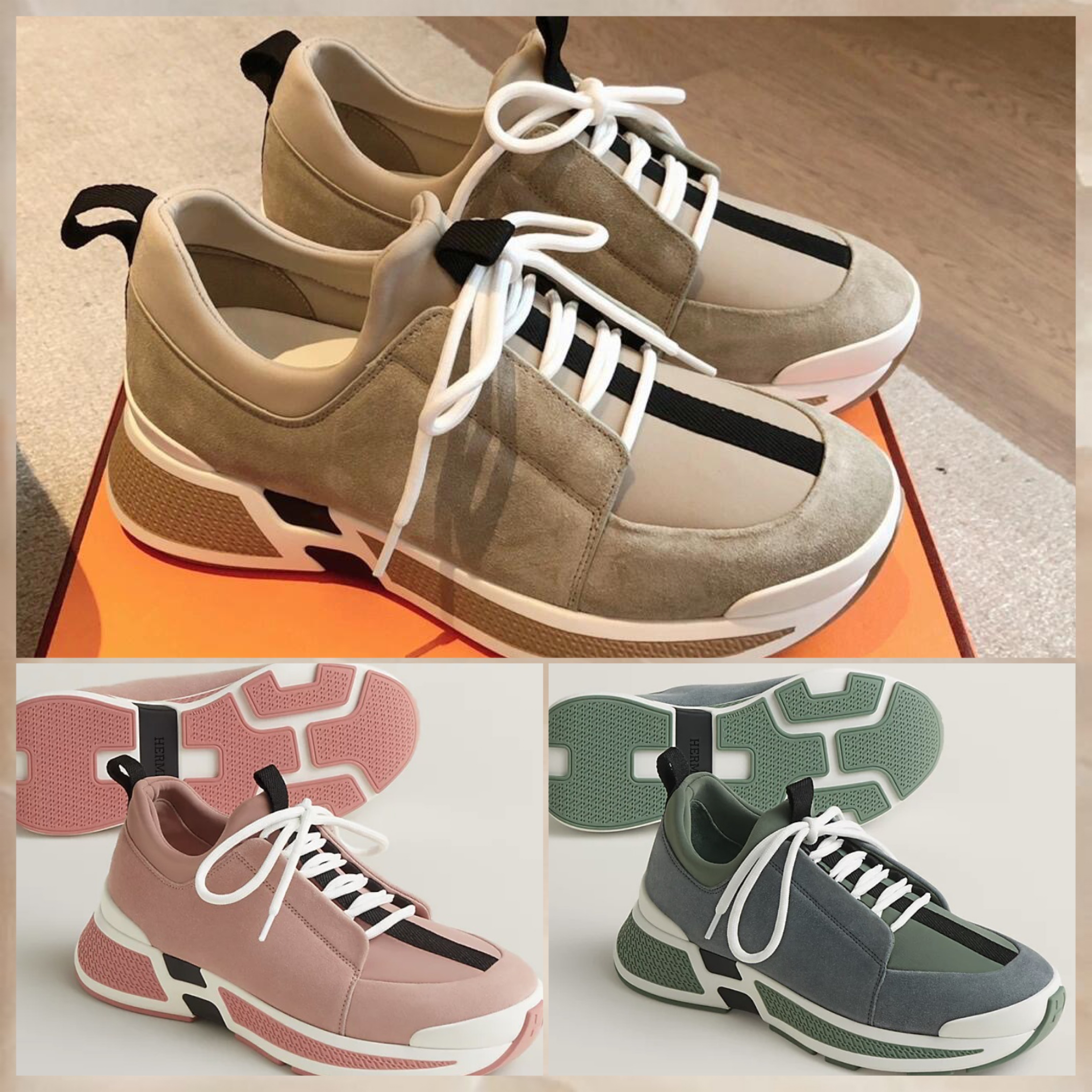 綺麗めコーデにも◎【HERMES】ジャスト スニーカー スエード