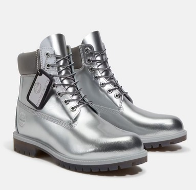 Timberland 限定プレミアム版 シルバーパテントレザー ブーツ