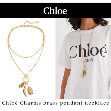 Chloe クロエ レディース チャーム 真鍮ネックレス ゴールド クロエ ネックレス アクセサリー ペンダント コリーン パッド
