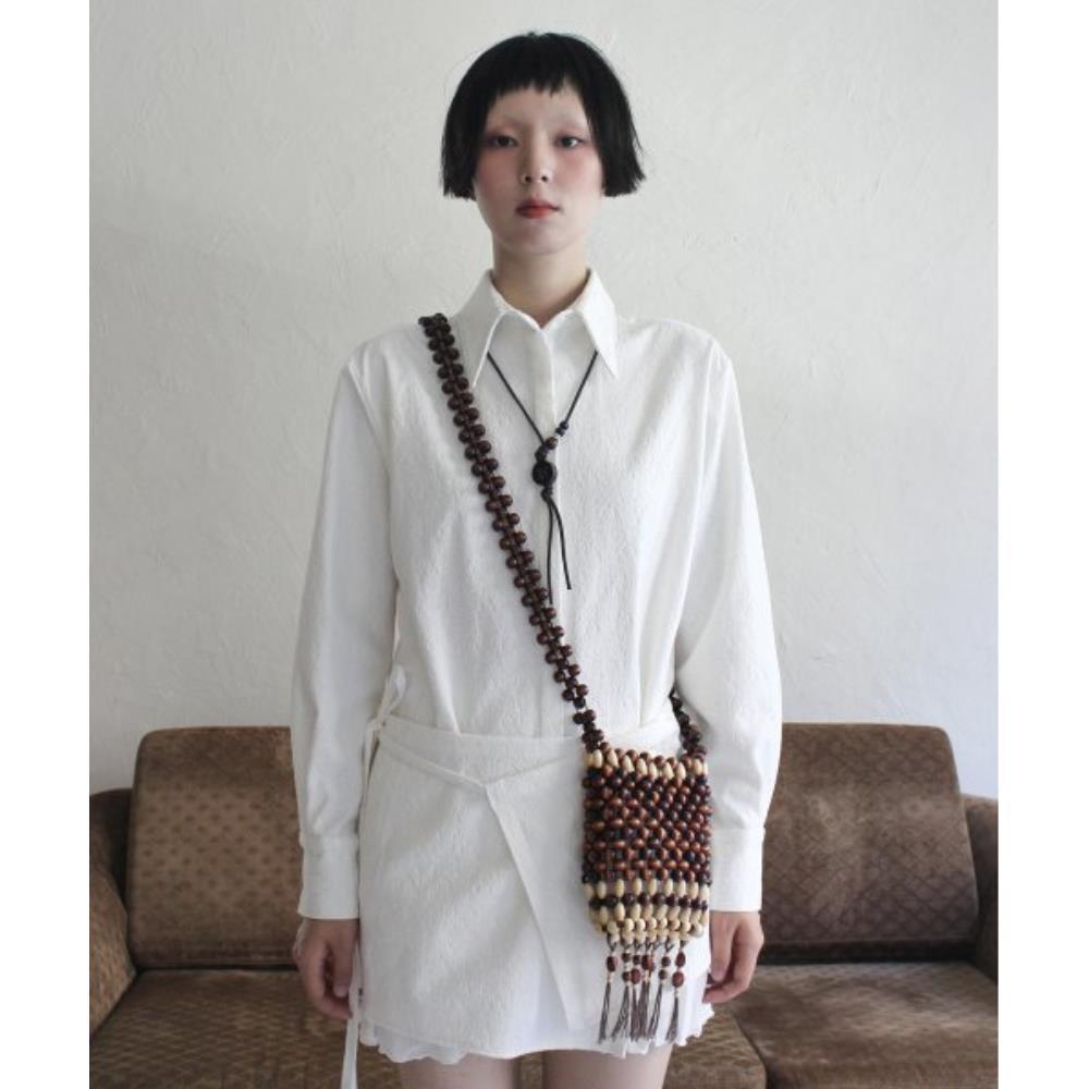 ショルダーバッグ・ポシェット RUBATI Handmade tassel wooden bead bag brown