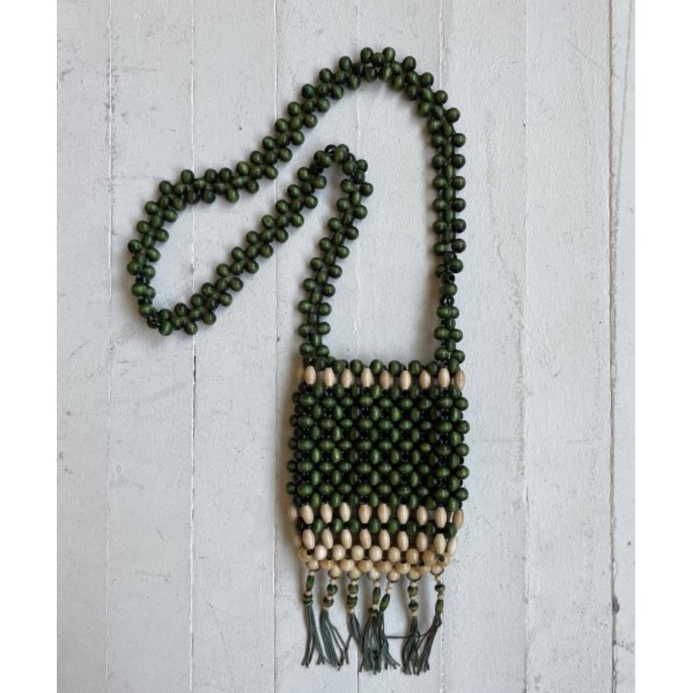 ショルダーバッグ・ポシェット RUBATI Handmade Tassel Wooden Bead Bag Green