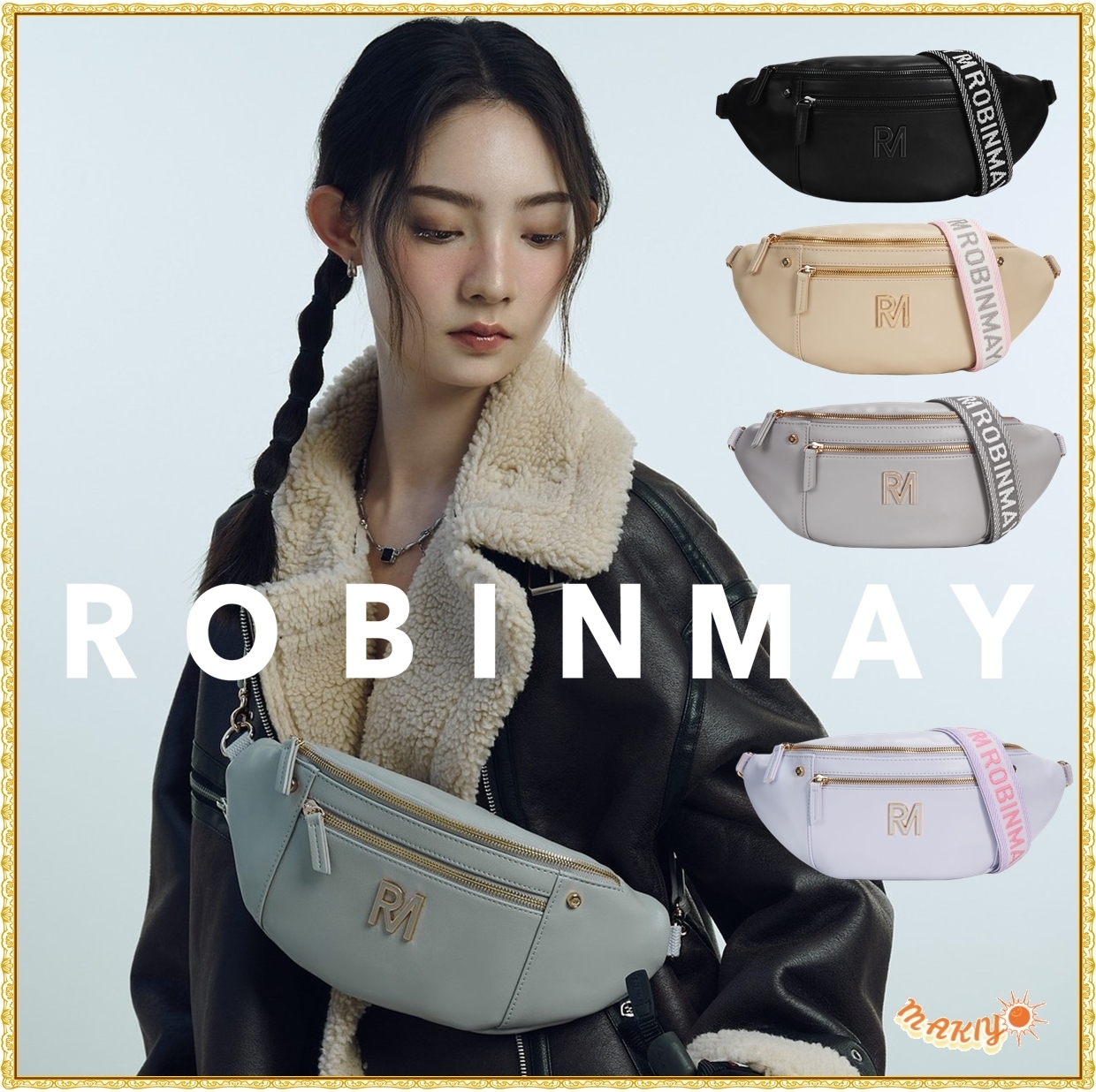 送料込★ROBINMAY★米絲胸包★2ストラップ付 ボディバッグ