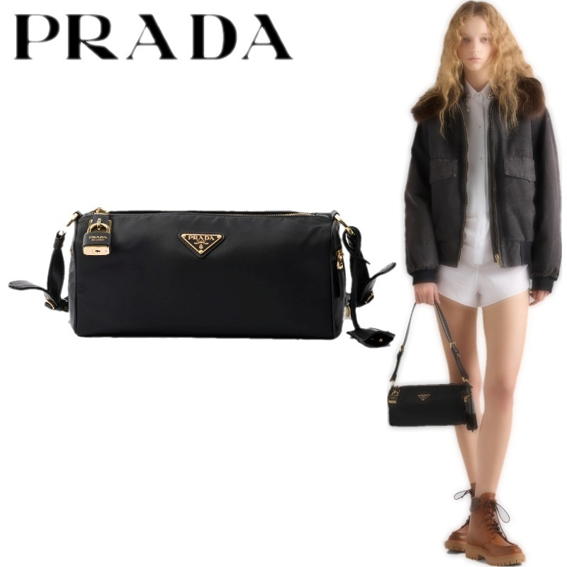 PRADA★ミディアム Re-Nylon xレザー ショルダーバッグ