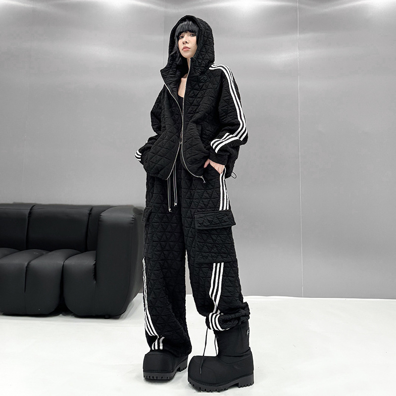 サイドライン キルティング セットアップ ジップパーカー パンツ