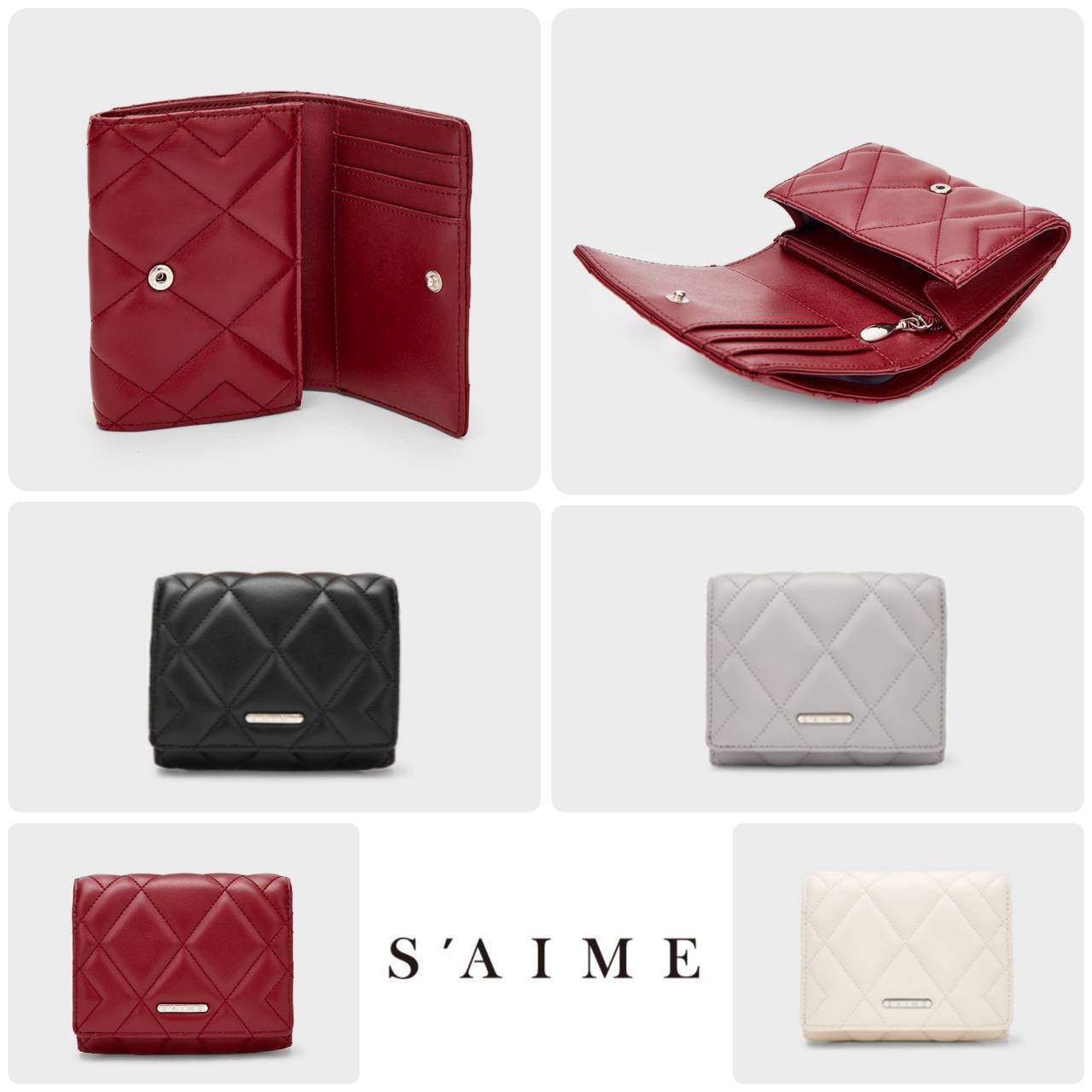 ■S'AIME■ダイヤモンドキルティングRFID折り畳み財布/送料込