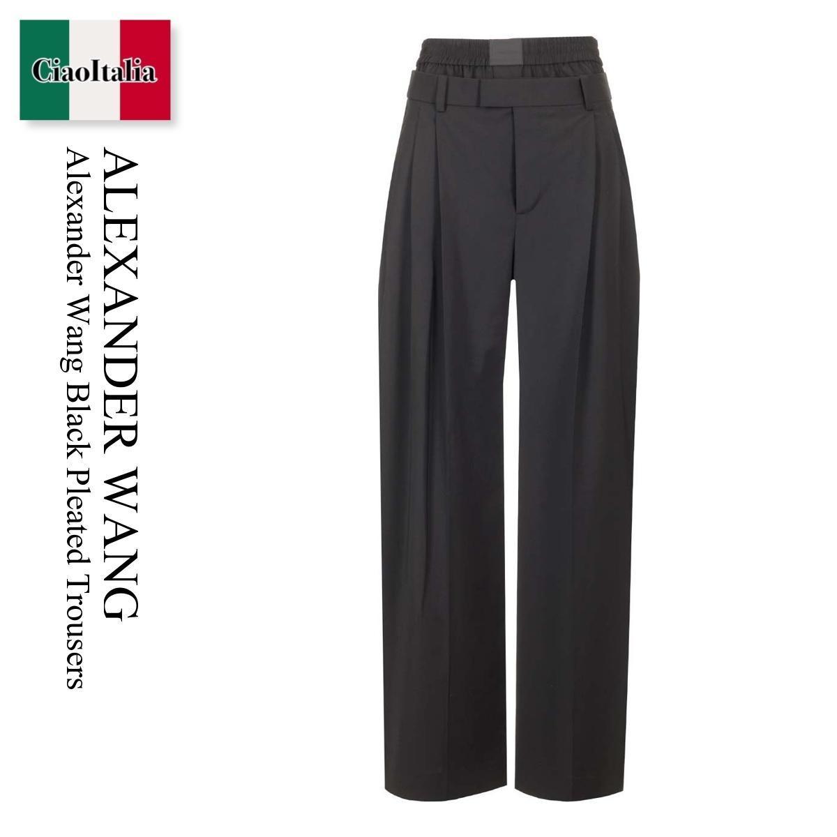 パンツ Alexander Wang Black Pleated Trousers