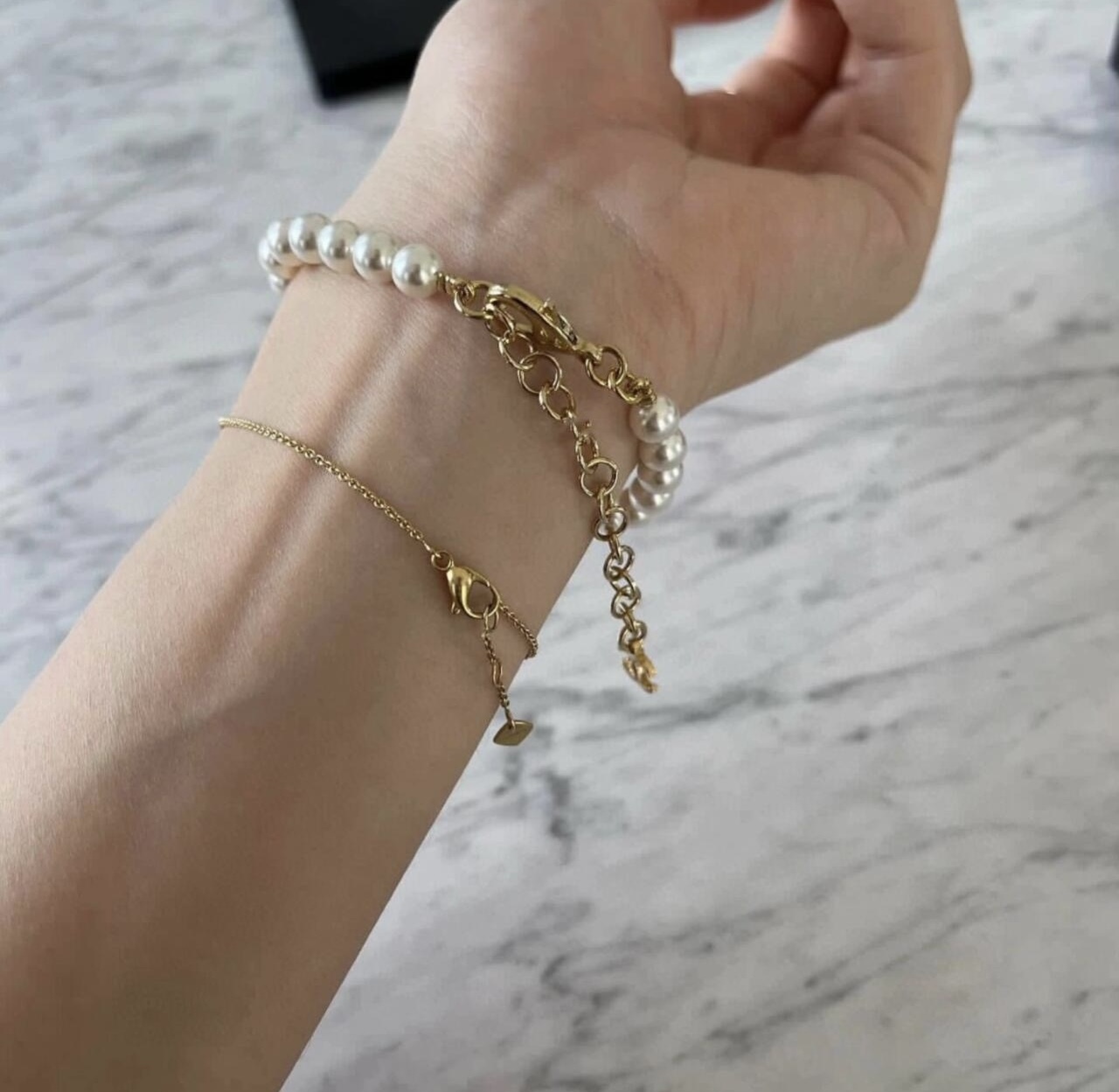 【パール×ハート♡】CHANEL パールブレスレット 上品【CHANEL】パール ハート ブレスレット