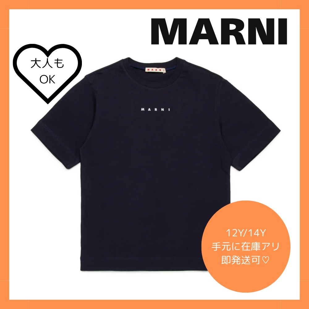 【MARNI】新作 MARNI ロゴ Tシャツ ネイビー 関税送料込