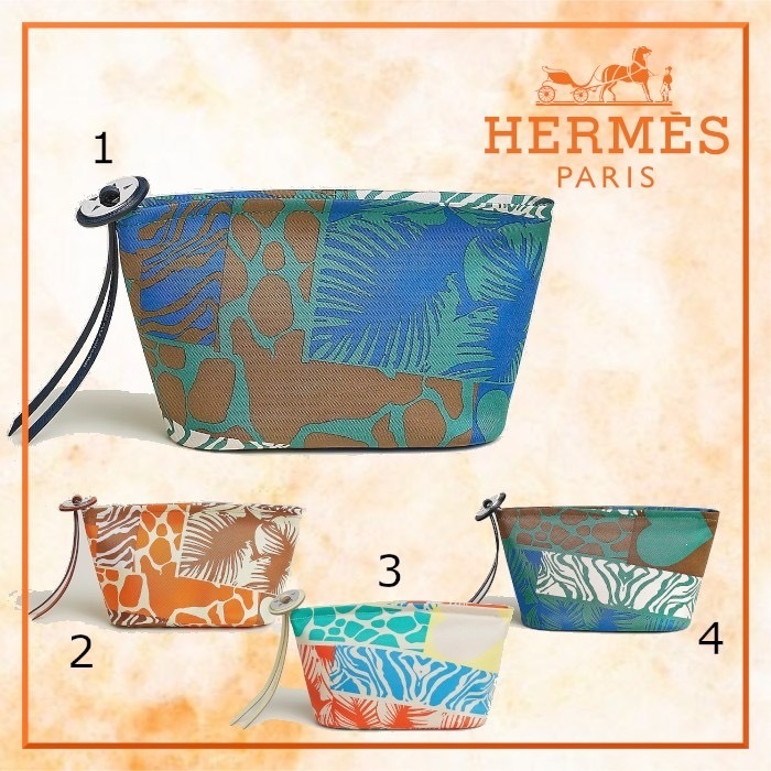HERMES エルメス ポーチ シルキーポーチ 20 ワイルドプリント ワイルドプリントがウキウキ 小物は派手柄 Hermes Silkyポーチ20