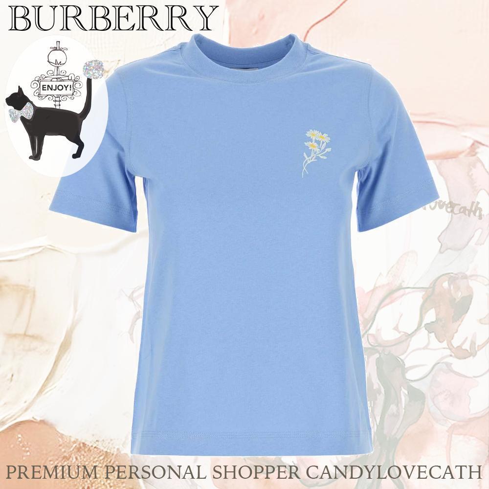 Tシャツ・カットソー BURBERRY Cerulean Blue Cotton T-Shirt
