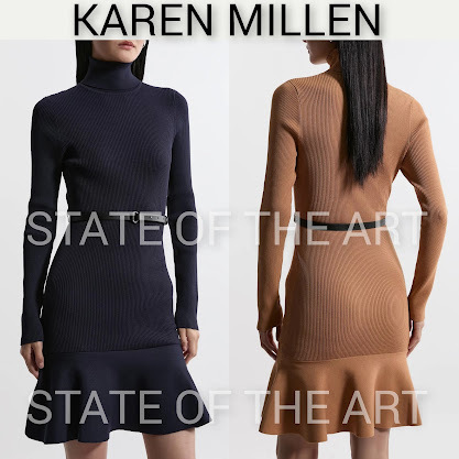 【Karen Millen】ロールネック フリッピーヘム ニットドレス
