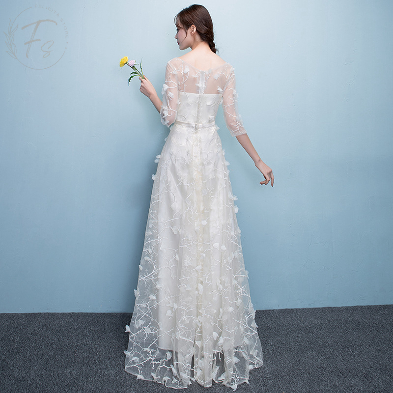 ウエディングドレス シアー 花柄 ロング丈 結婚式