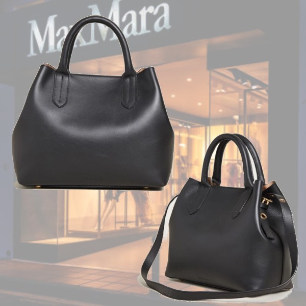 DT MaxMara ★ レザー ハンドバッグ GEA ブラック