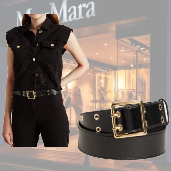 DT MaxMara ★ ラミネート加工 ベルト OSANNA ブラック