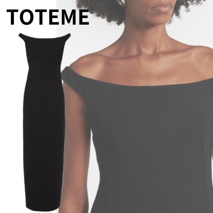 【関税込み】TOTEME ブラック Shawl マキシドレス TOTEME detachable-shawl Cashmere Maxi Dress | Black | FARFETCH