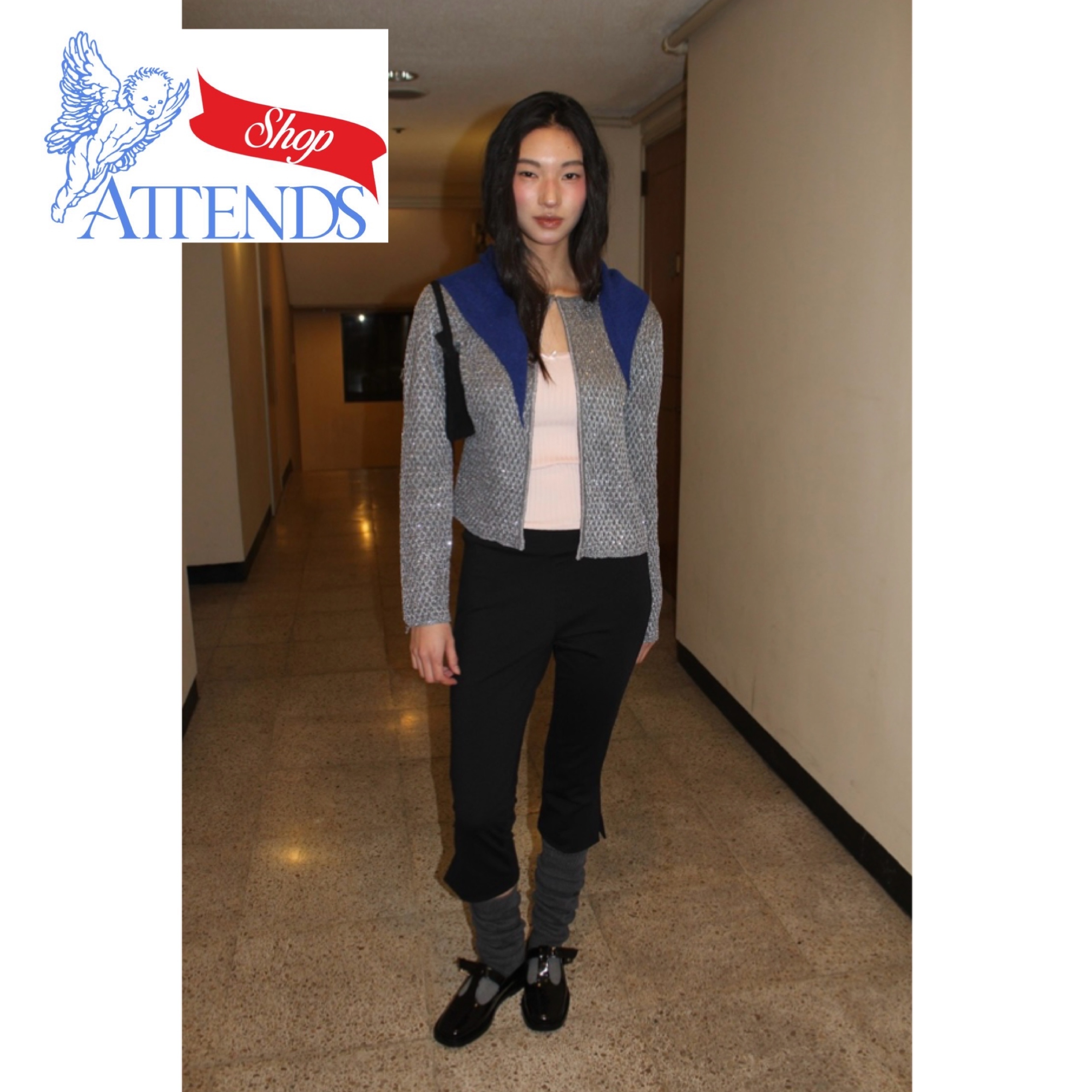 【韓国Attends アテンズ】Romantic black cropped pants