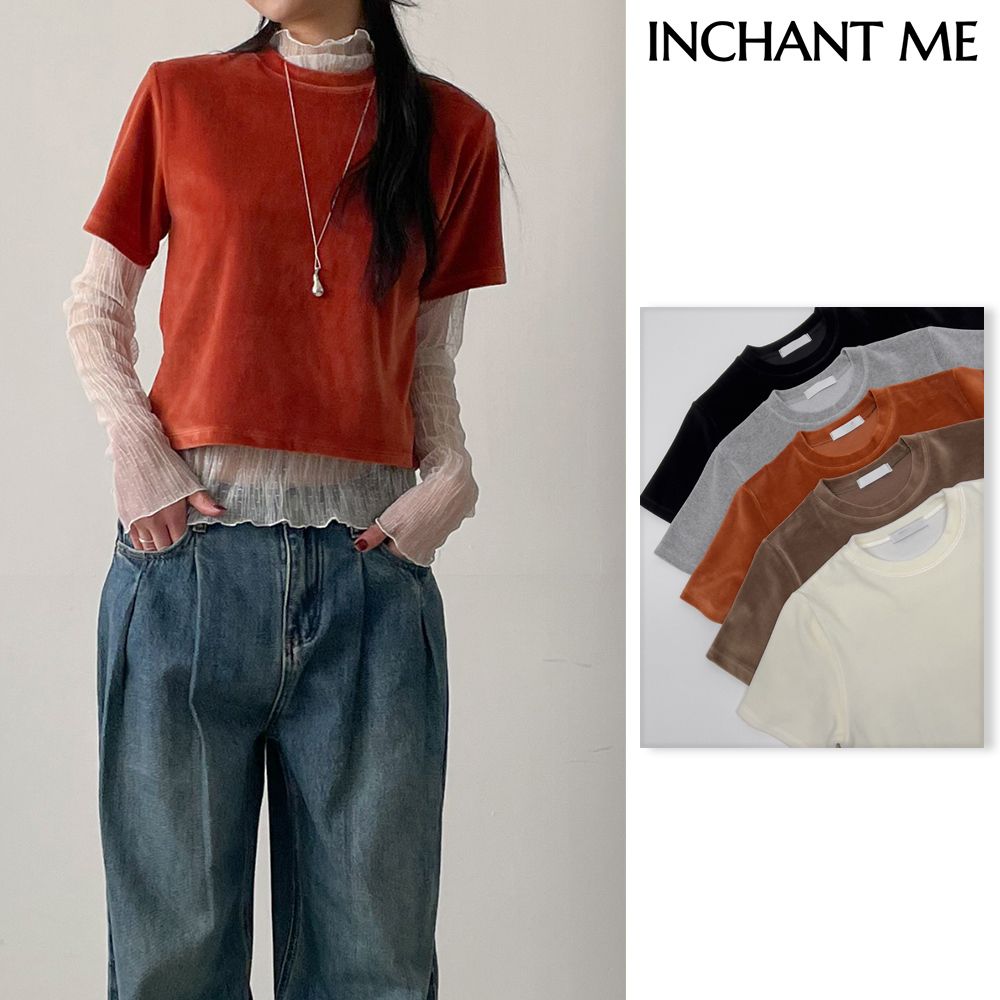 【INCHANT ME】Annie Velvet Half T-Shirt