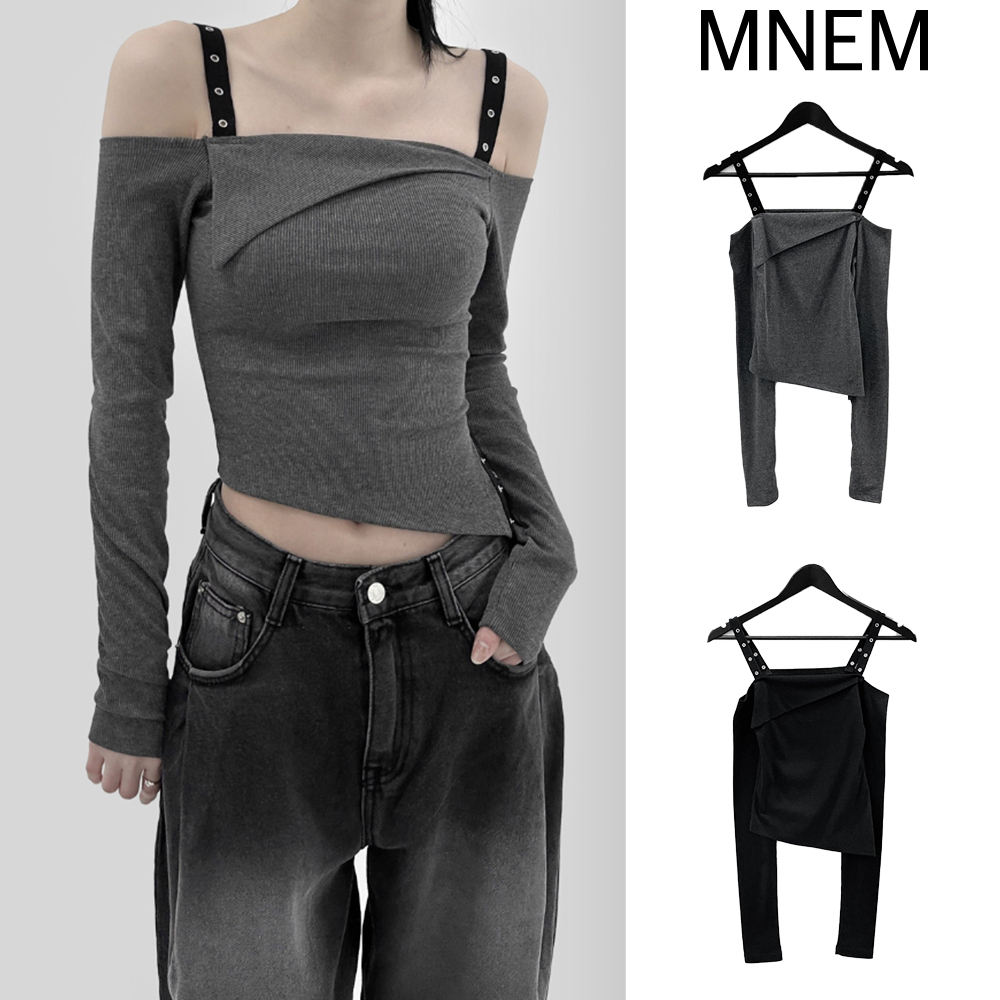 【mnem】Shure Strap Slit Off Shoulder