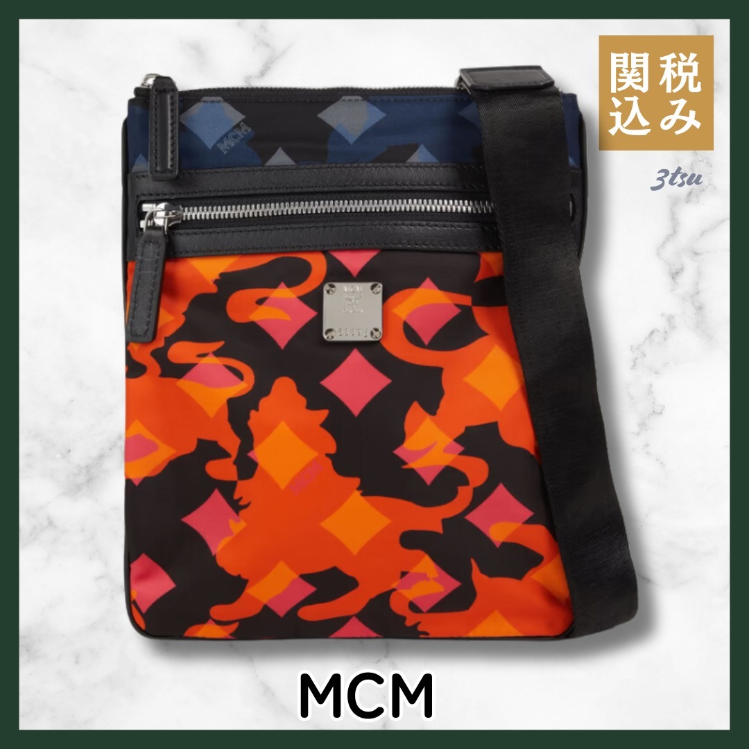 MCM★Dieter シェル メッセンジャーバッグ プリント オレンジ