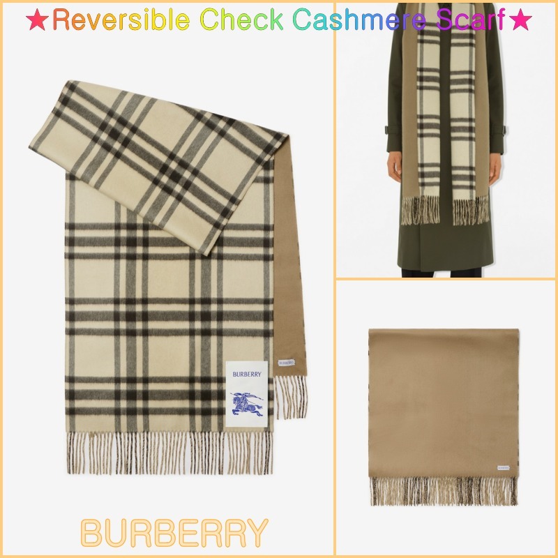 [BURBERRY]★Reversible Check Cashmere Scarf★Candle