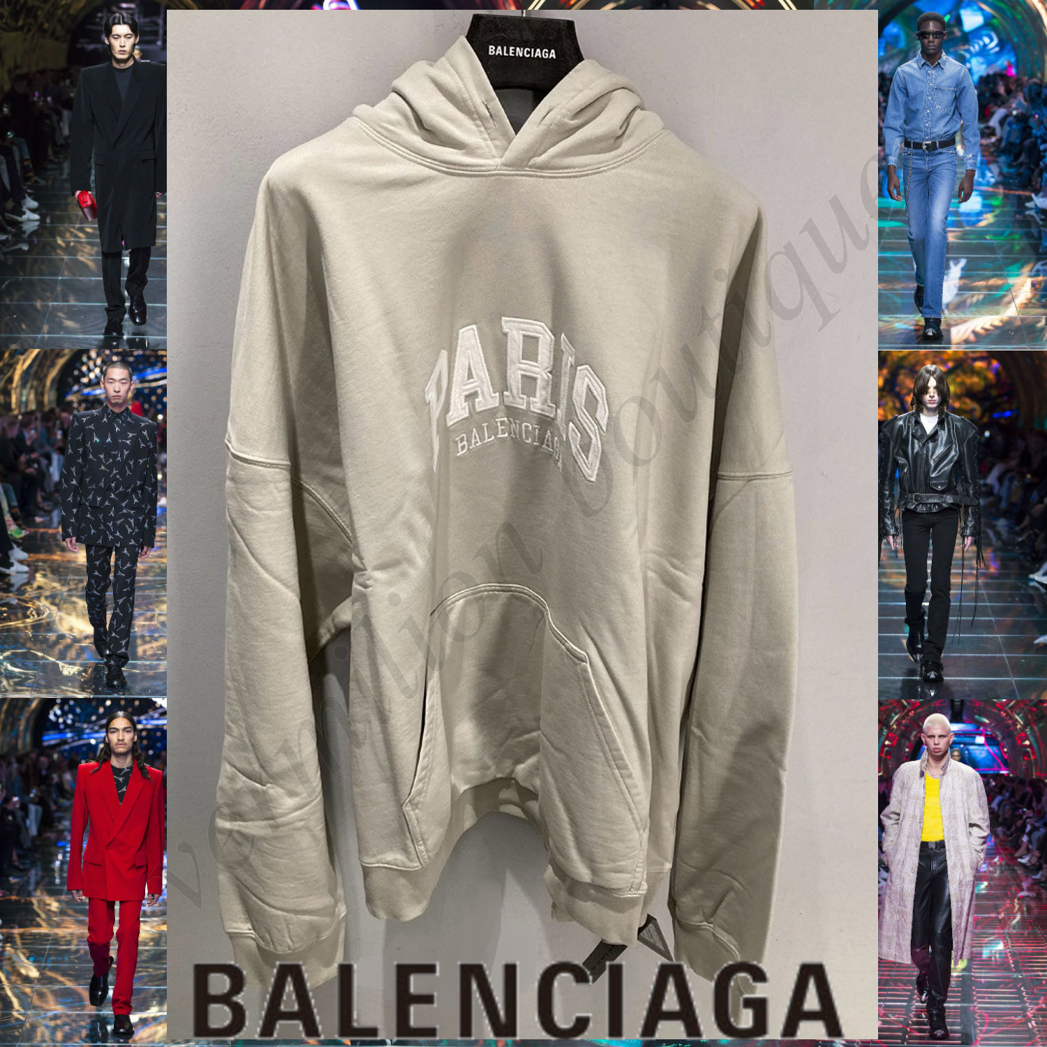 BALENCIAGA CITIES PARIS ロゴ フーディ パーカー グレー