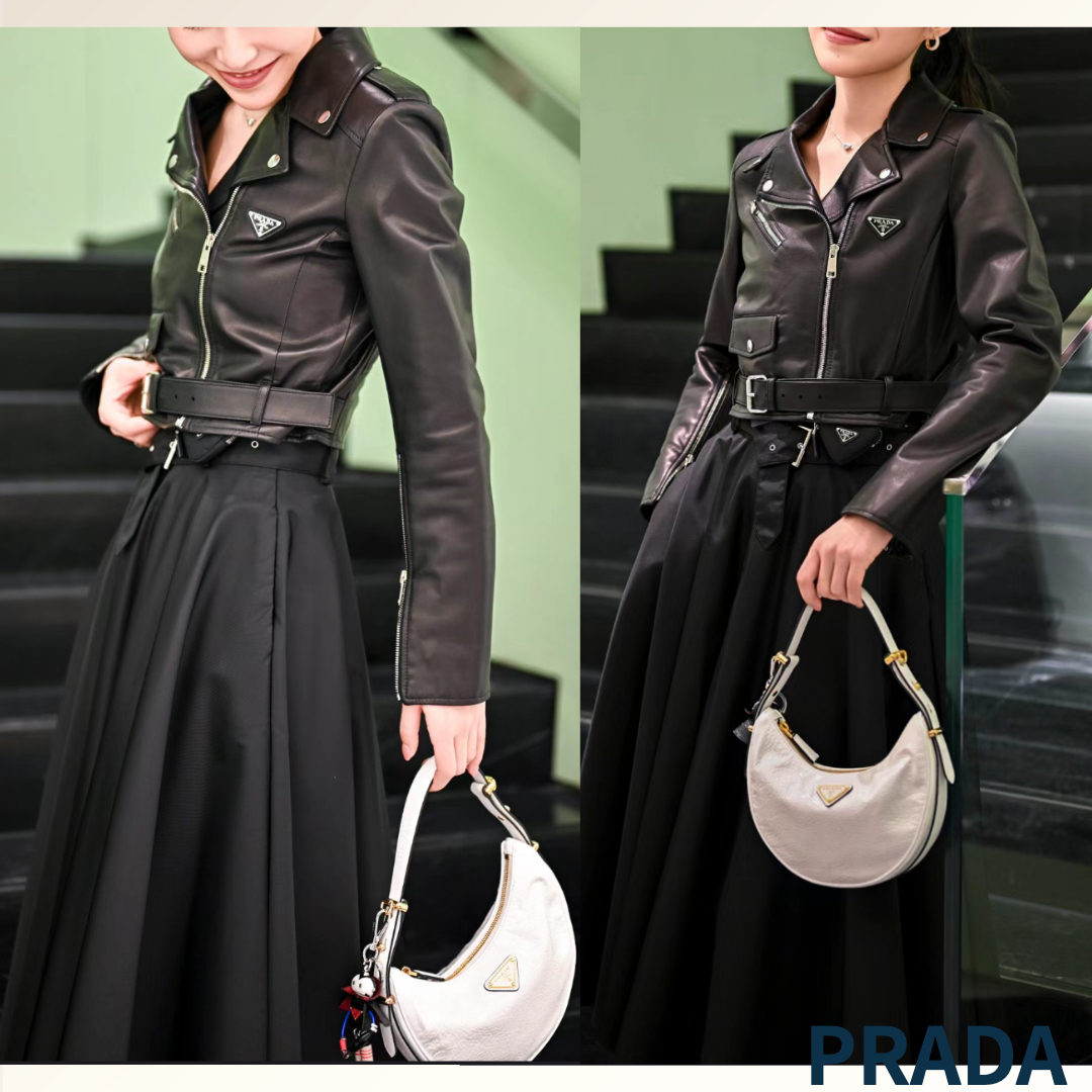 クールなシルエット《PRADA》ナッパレザーバイカージャケット