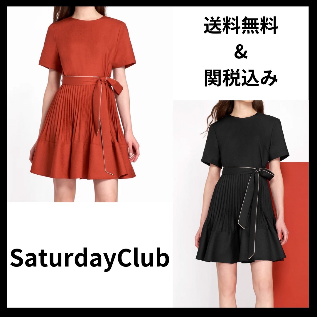 《SaturdayClub》 プリーツスカート サッシュベルト ワンピース