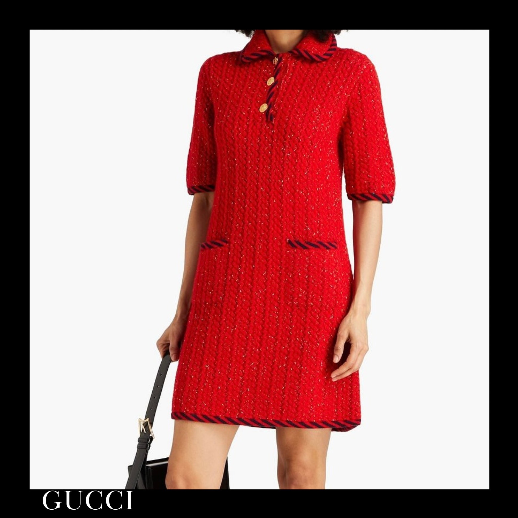 ＊送料・関税込み＊GUCCI ウール混 ミニワンピース 赤