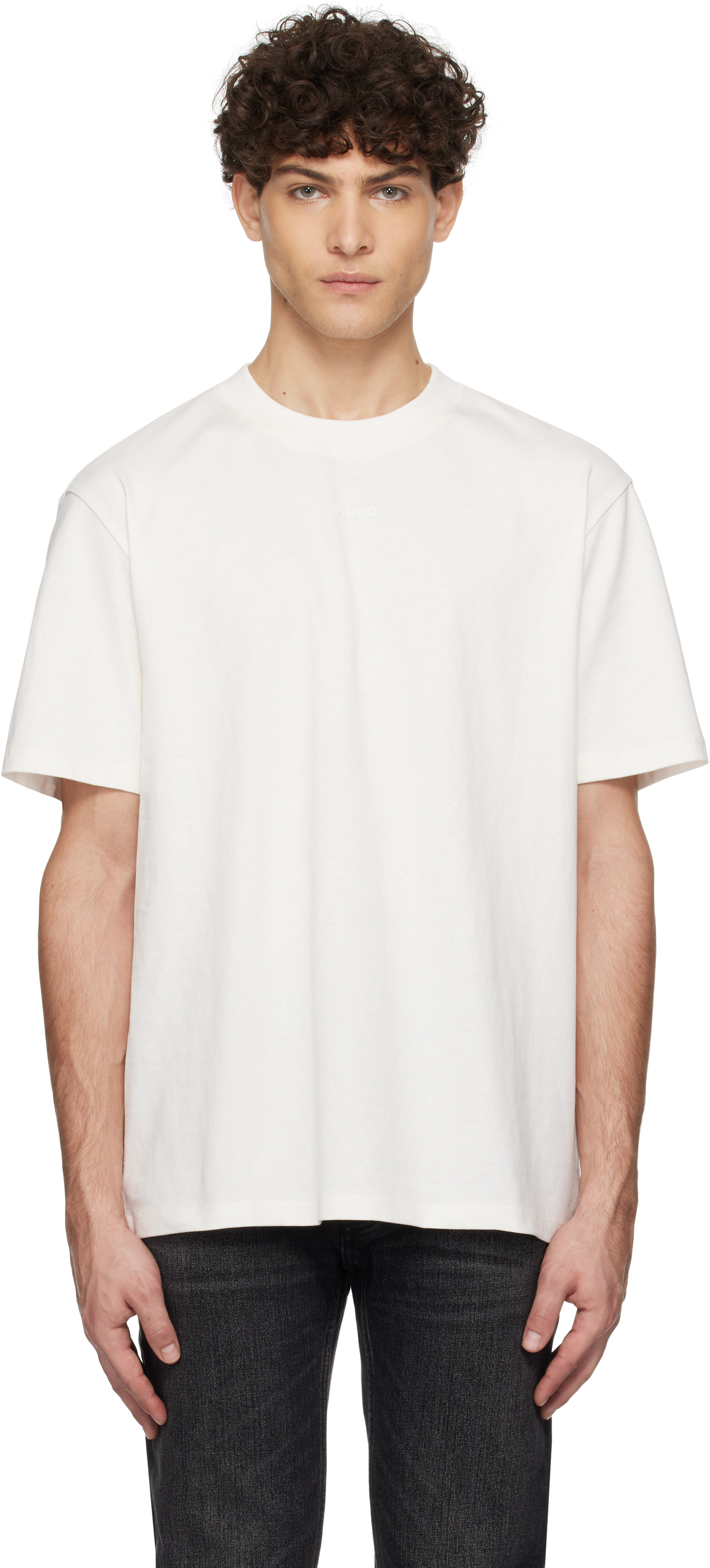 【関税込み】Hugo オフホワイト リラックスフィット Tシャツ