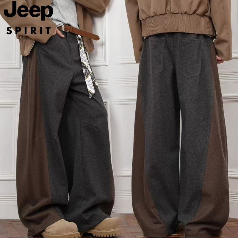 jeep ワイドパンツ ストリート切り替えメンズストリートパンツ