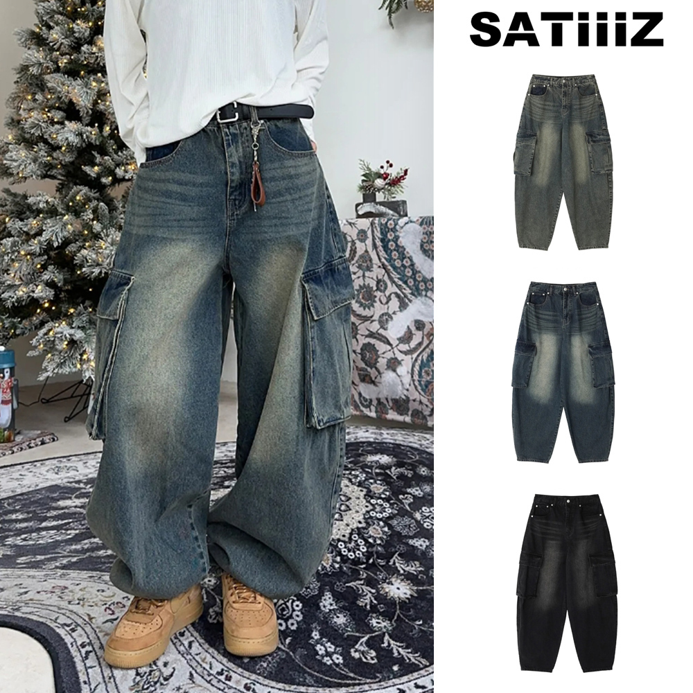 【SATIIIZ】Raytz Washing Balloon Cargo Denim Pants