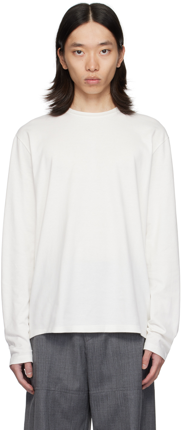 【関税込み】Jil Sander ホワイト クルーネック 長袖Tシャツ