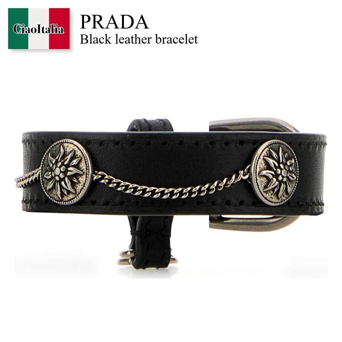 ブレスレット Prada Black Leather Bracelet