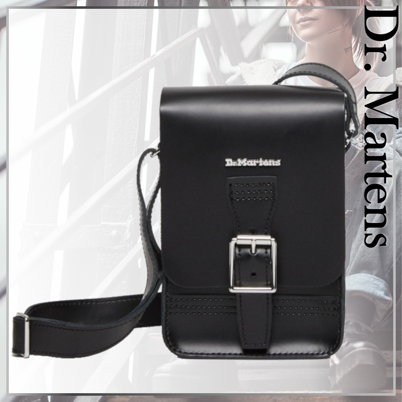 洗練★Dr. Martens レザー バーティカル クロスボディバッグ