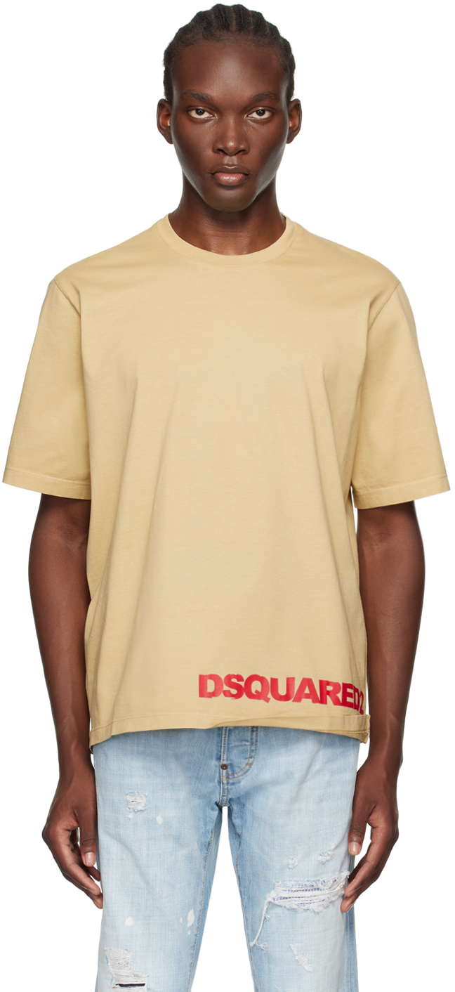 【関税込み】Dsquared2 ベージュ ルーズフィット Tシャツ