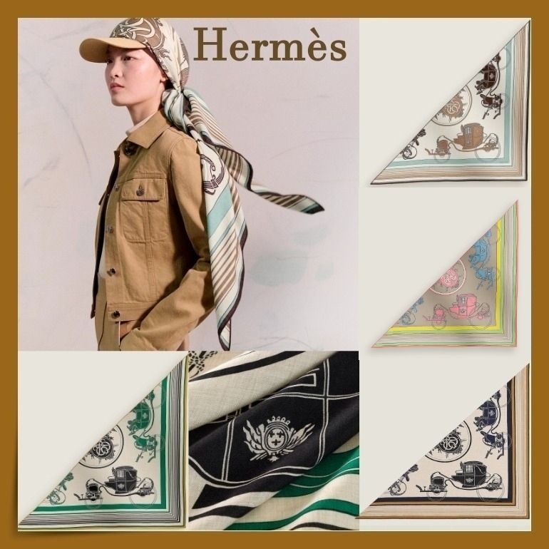 【HERMES】上品さ漂う カシシル☆大判トライアングル Ex-Libris
