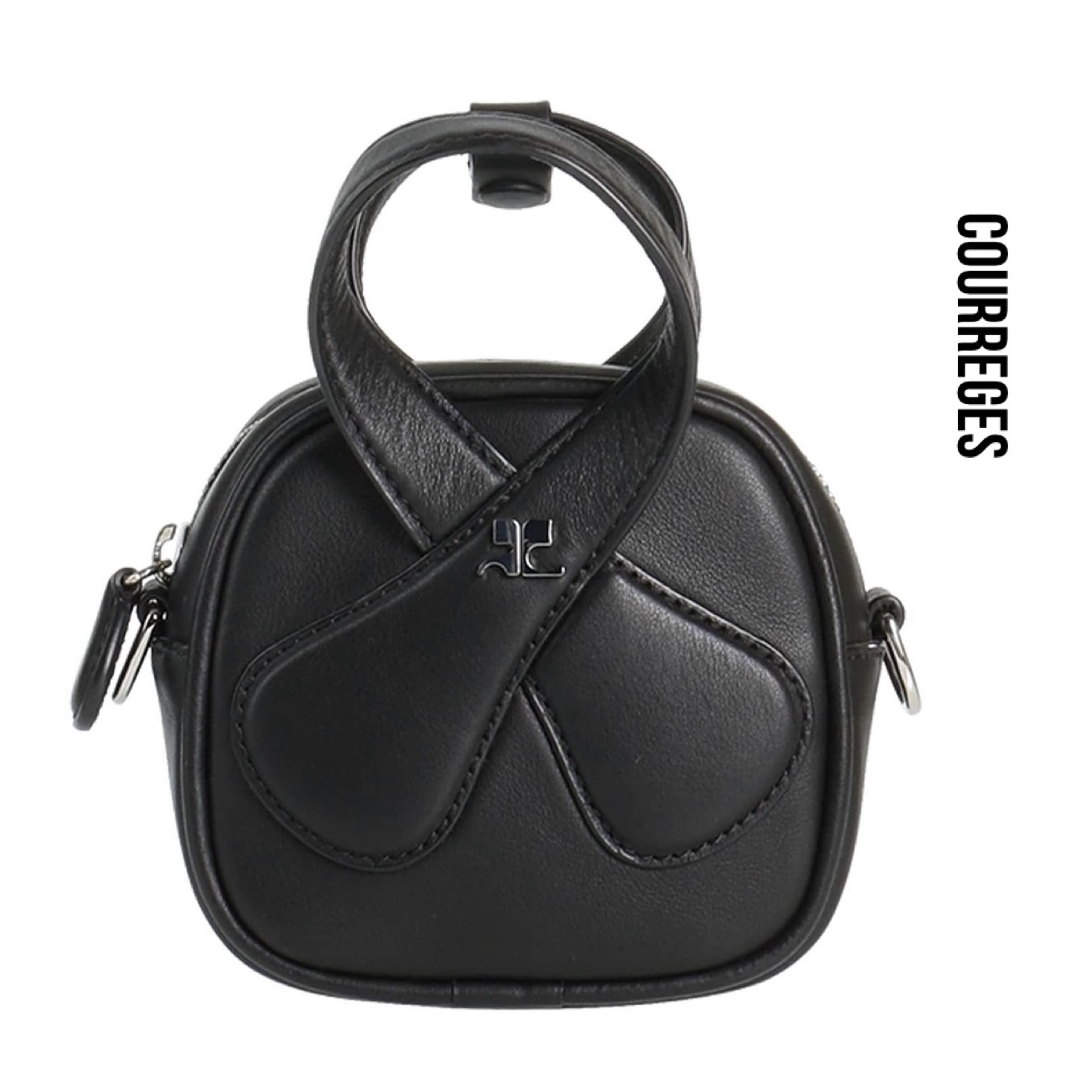 送料関税込み☆COURREGES ロゴ レザー 2way ハンドバッグ