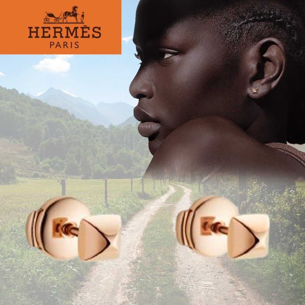 【大人気】HERMES エルメス Clou d'H ピアス ローズゴールド