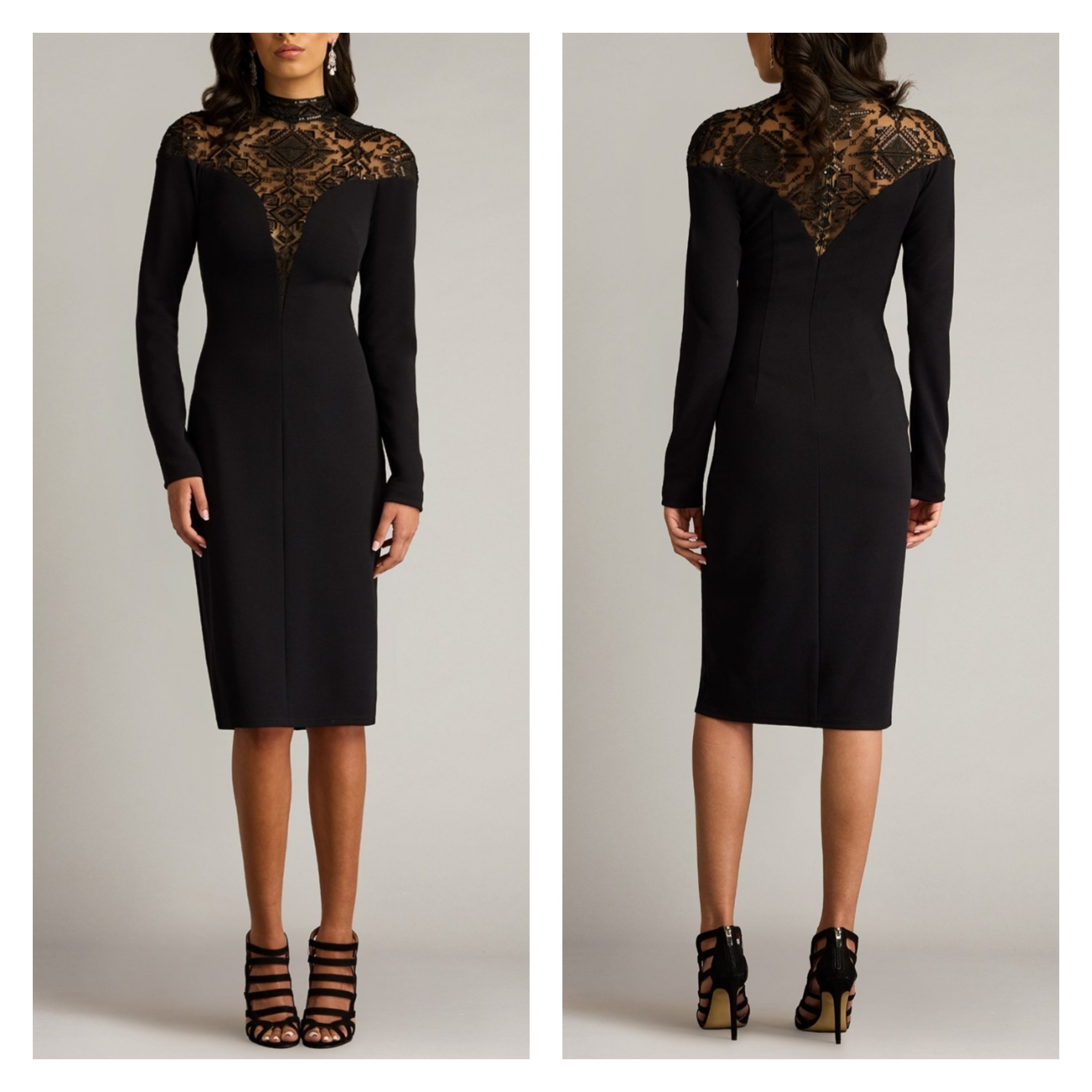TADASHI SHOJI タダシ ショウジ 長袖 Vイリュージョンドレス