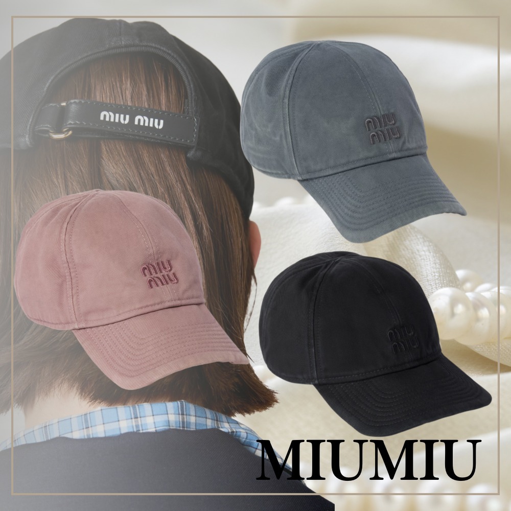 【くすみカラーが可愛い】MIUMIU ドリル付ベースボールキャップ