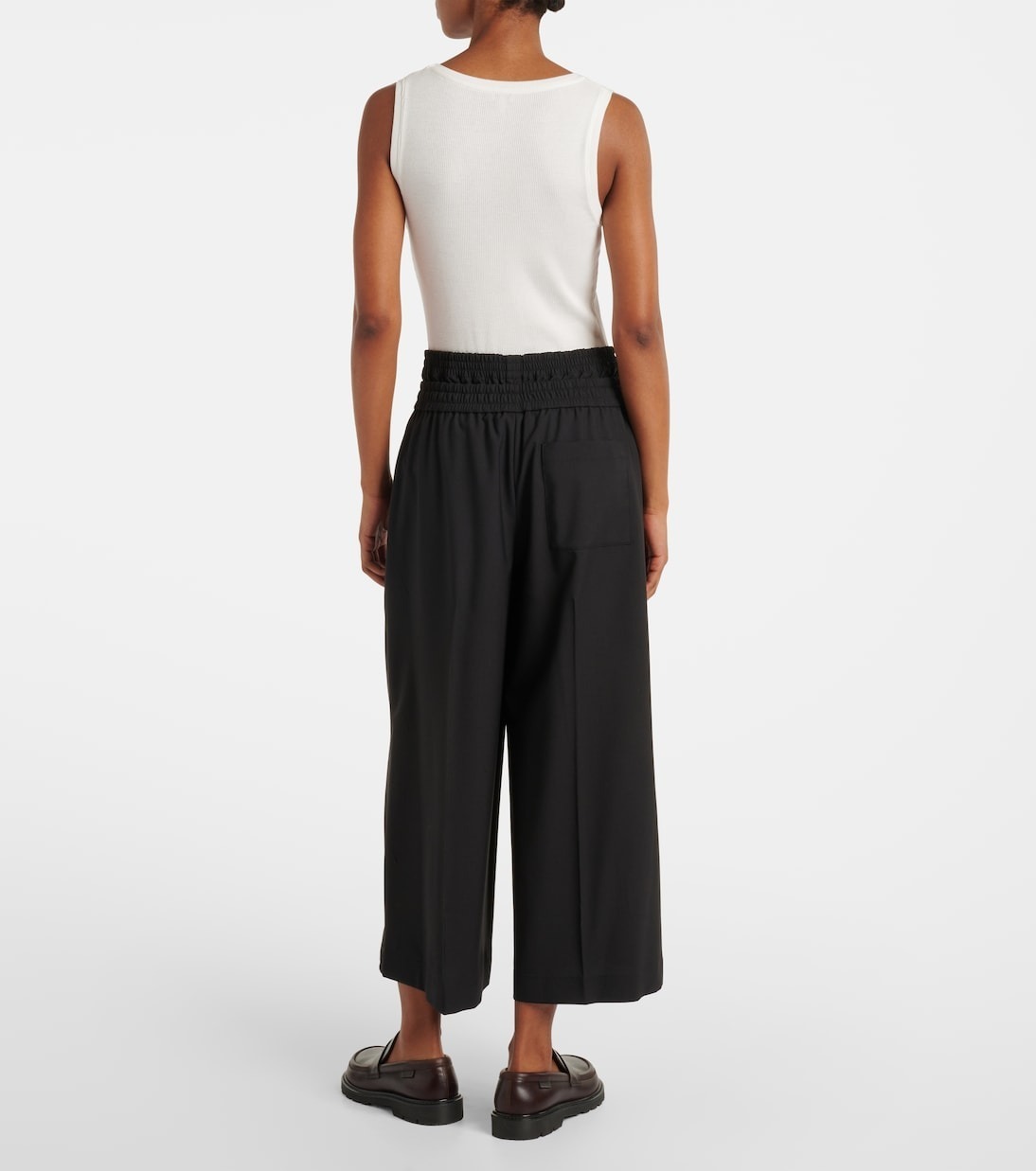《女性の憧れ》【LOEWE】クロップドウールワイドレッグパンツ