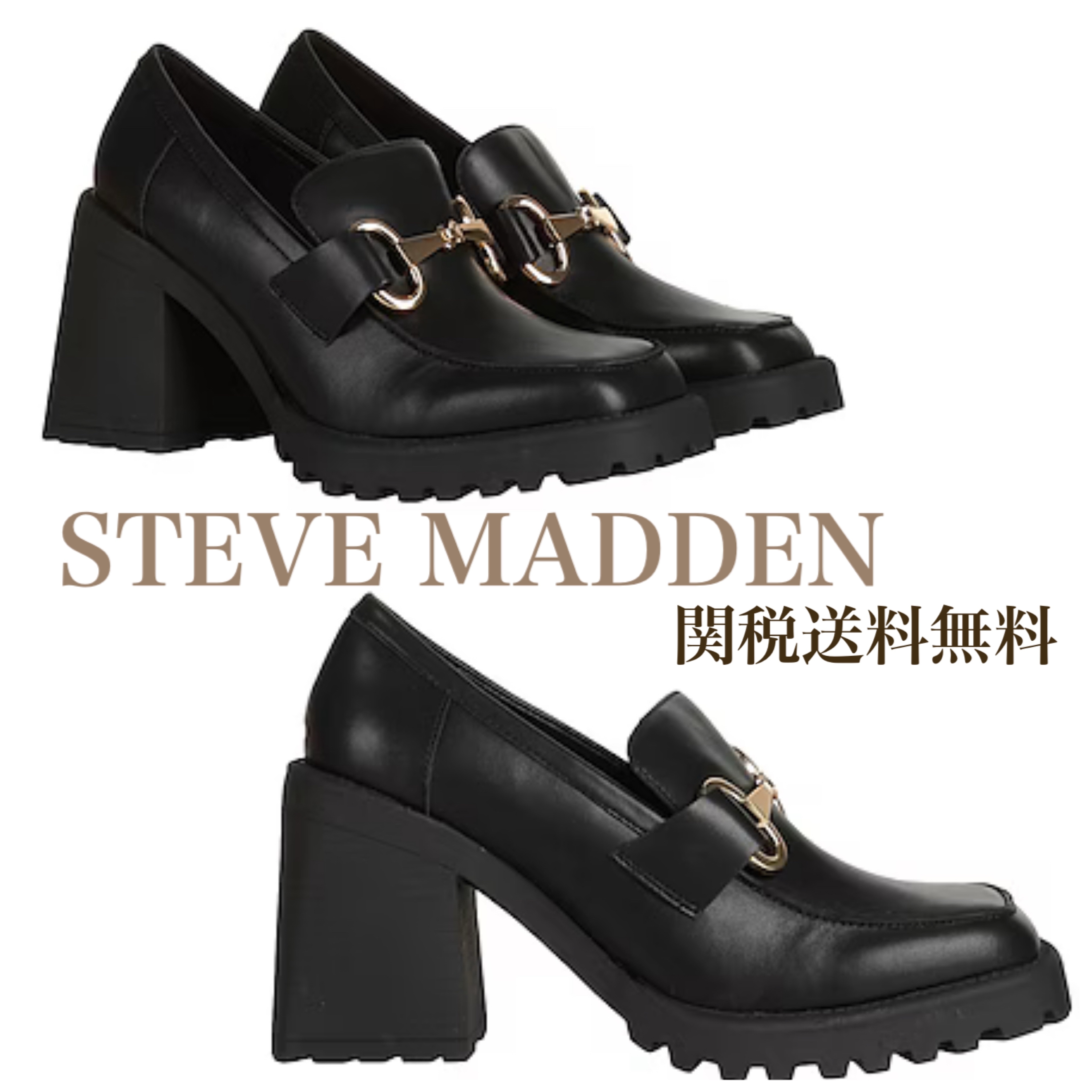 STEVE MADDEN レザー スリッポン モカシン 黒 関税送料無料