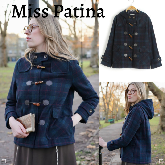 【miss patina】Caledonian チェック柄 ウール ダッフル コート